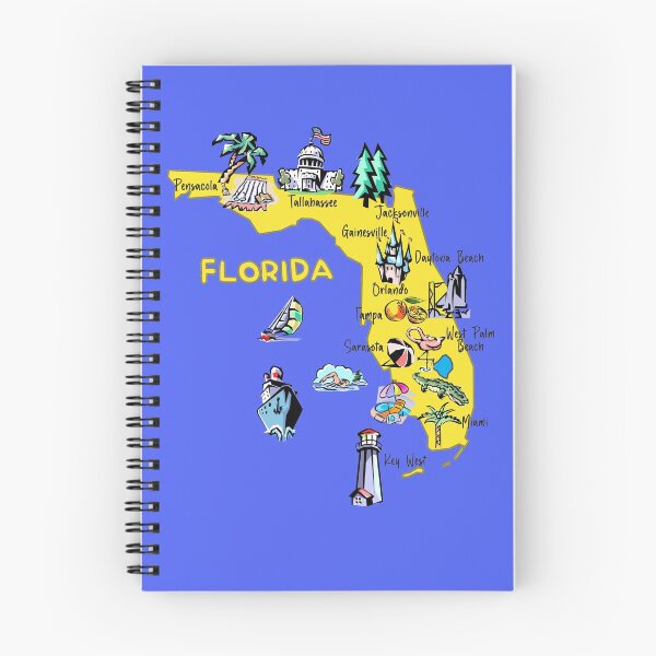 Item preview, Florida map with major cities Tourist Destinations, landmarks, USA designed and sold by mashmosh.