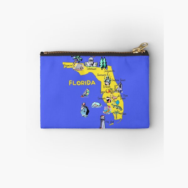 Item preview, Florida map with major cities Tourist Destinations, landmarks, USA designed and sold by mashmosh.