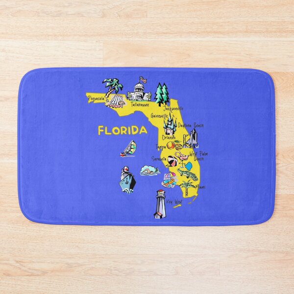 Item preview, Florida map with major cities Tourist Destinations, landmarks, USA designed and sold by mashmosh.