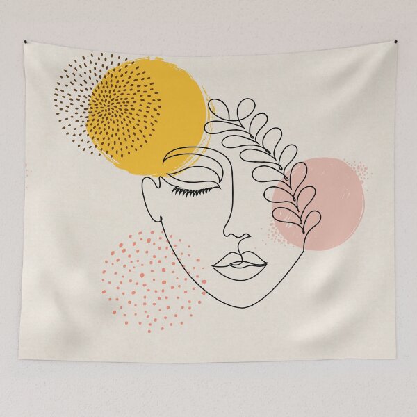 Item preview, Abstract Female Face Leaf One Line Art  designed and sold by JooArtPrints  ★★★★★.