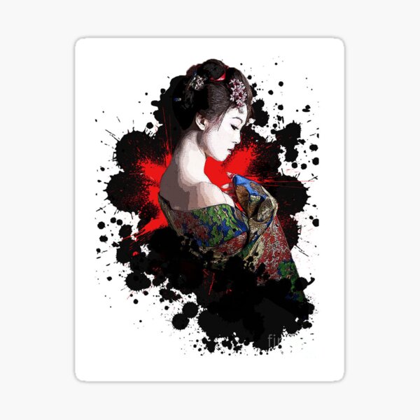 Item preview, Japanese Geisha Drawing designed and sold by InkWaves Design.