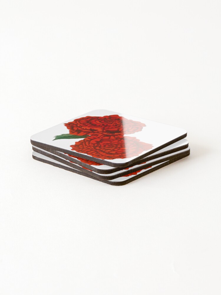 Thumbnail 4 of 5, Coasters (Set of 4), Two Red Roses designed and sold by edwardsroses.