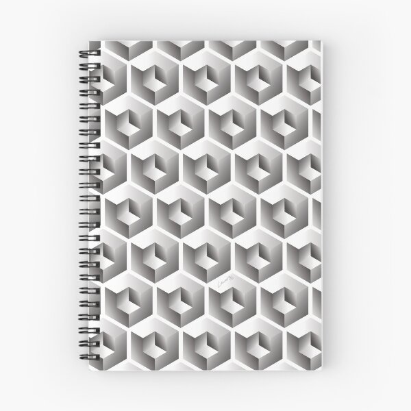 Item preview, 3D GRAY 'CUBE in CUBE' GEOMETRIC ILLUSION PATTERN on White Background (Cube v3 GRAY on WHITE) © designed and sold by DesignsByLawerg.