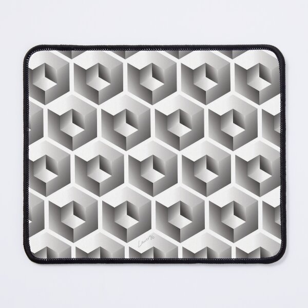 Item preview, 3D GRAY 'CUBE in CUBE' GEOMETRIC ILLUSION PATTERN on White Background (Cube v3 GRAY on WHITE) © designed and sold by DesignsByLawerg.