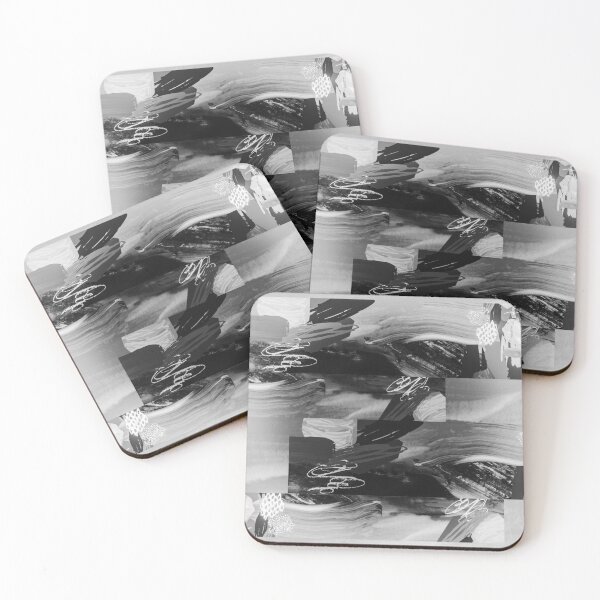 Item preview, Acrylic Brush Stroke Block Collage Patterned- Black designed and sold by Designs By YL.