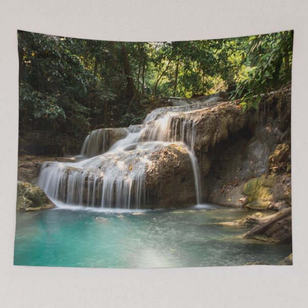 Item preview, Amazing Waterfall Flowing Into Pond In Jungle On Sunny Day designed and sold by pandovisky.