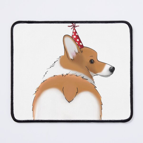 Item preview, Cute Corgi Butt Drawing | Corgi Wearing a Birthday Hat designed and sold by ElysianCreation.