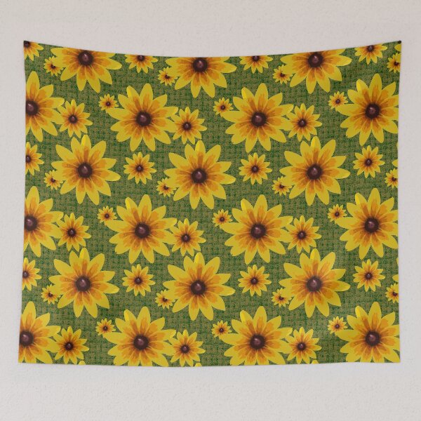 Item preview, Blackeyed Susan on Burlap Gold over Green Repeat 5748 designed and sold by Art in My Loft.