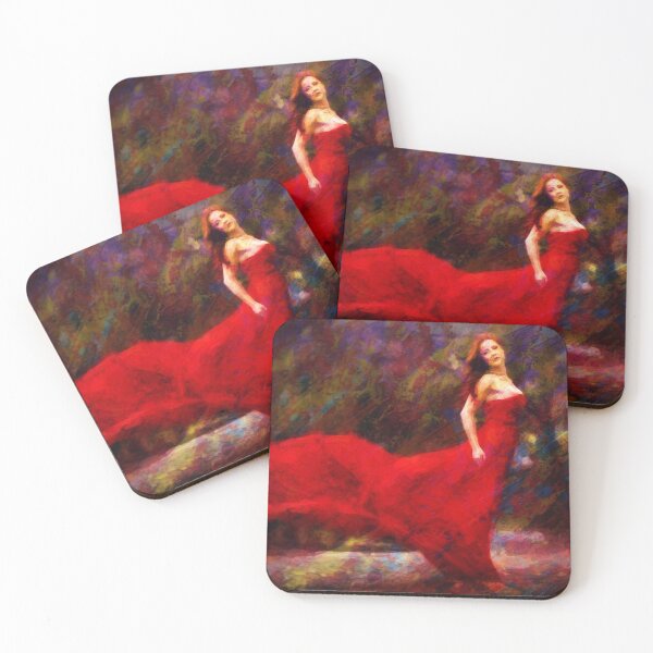 Item preview, Artistic Woman In Red Dress Painting Impressionism designed and sold by livianasgifts.