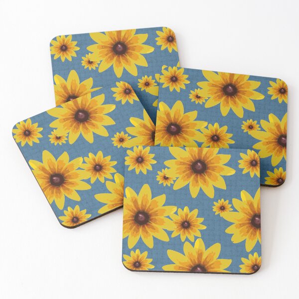 Item preview, Blackeyed Susan on Burlap Blue Repeat 5748 designed and sold by Art in My Loft.