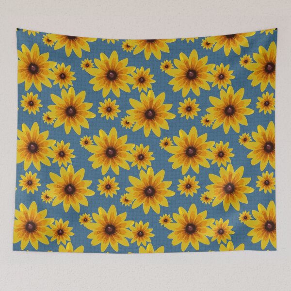 Item preview, Blackeyed Susan on Burlap Blue Repeat 5748 designed and sold by Art in My Loft.