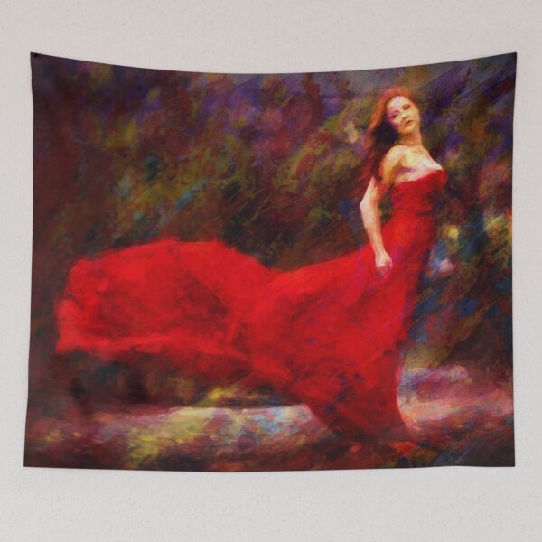 Item preview, Artistic Woman In Red Dress Painting Impressionism designed and sold by livianasgifts.