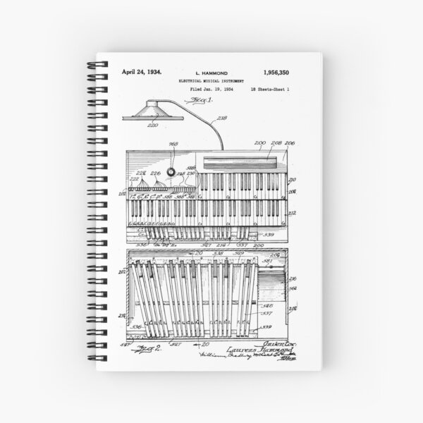 Aperçu de l'œuvre Dessin de brevet d'orgue Hammond B3 créée et vendue par Designs by Kool Kat.