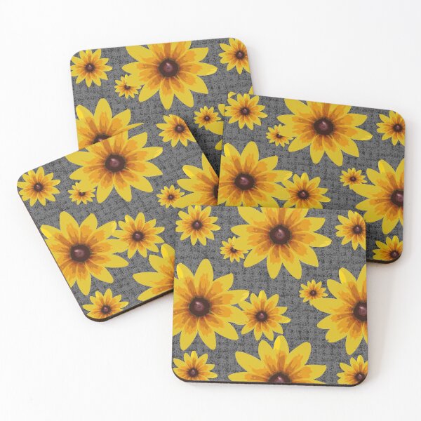 Item preview, Blackeyed Susan on Burlap Grey Repeat 5748 designed and sold by Art in My Loft.