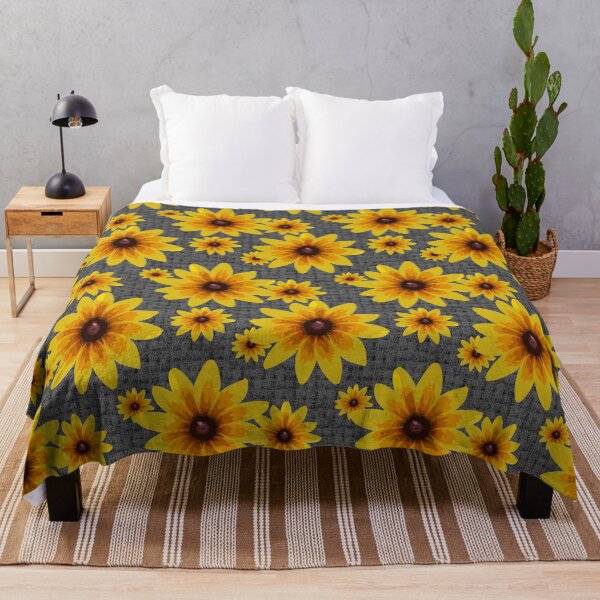 Item preview, Blackeyed Susan on Burlap Grey Repeat 5748 designed and sold by Art in My Loft.
