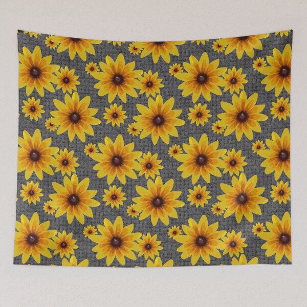 Item preview, Blackeyed Susan on Burlap Grey Repeat 5748 designed and sold by Art in My Loft.