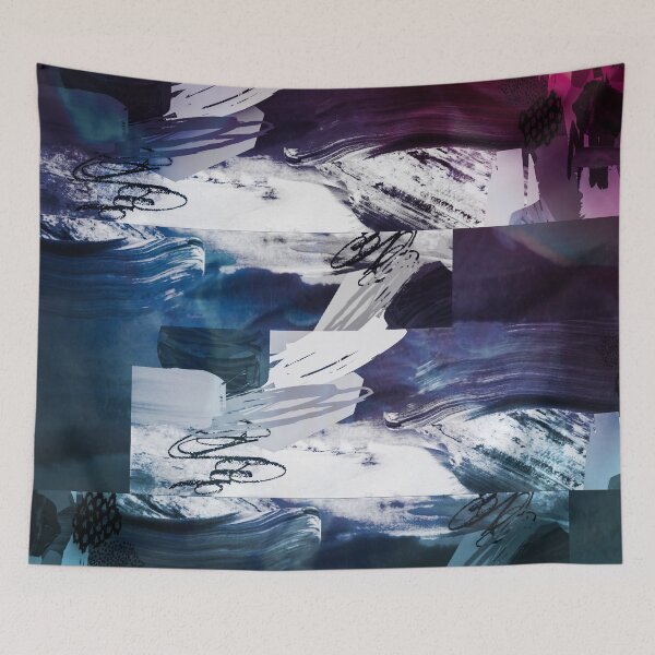 Item preview, Acrylic Brush Stroke Block Collage Patterned Blue And Purple designed and sold by Designs By YL.