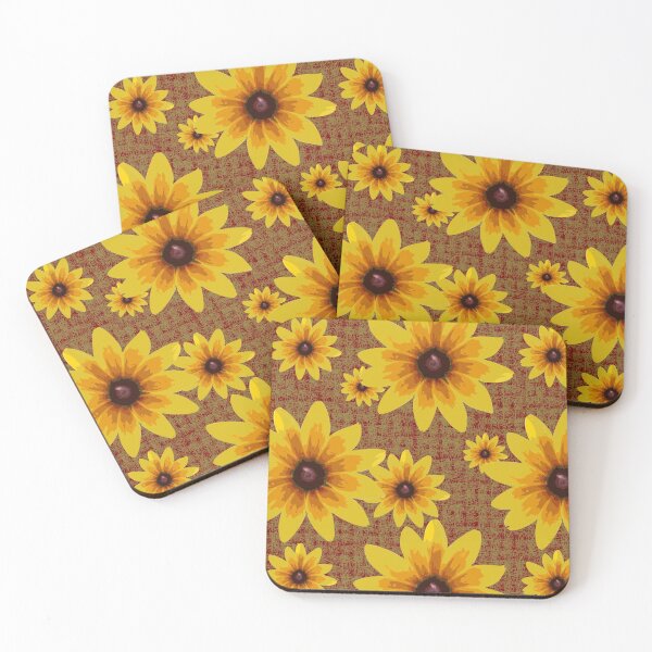 Item preview, Blackeyed Susan on Burlap Gold over Red Repeat 5748 designed and sold by Art in My Loft.