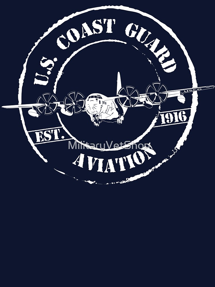 Thumbnail 7 of 7, Classic T-Shirt, U.S. Coast Guard Aviation - Established 1916 - C-130 Aircraft designed and sold by MilitaryVetShop.