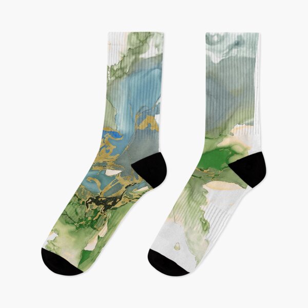 Item preview, Spring water- alcobol ink abstract green and gold designed and sold by likapix.