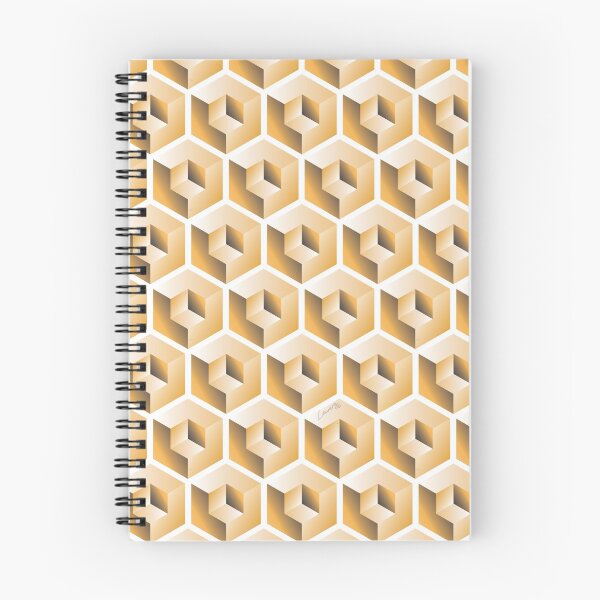 Item preview, 3D GOLD 'CUBE in CUBE' GEOMETRIC PATTERN ILLUSION on White Background (Cube v3 GOLD on WHITE) © designed and sold by DesignsByLawerg.