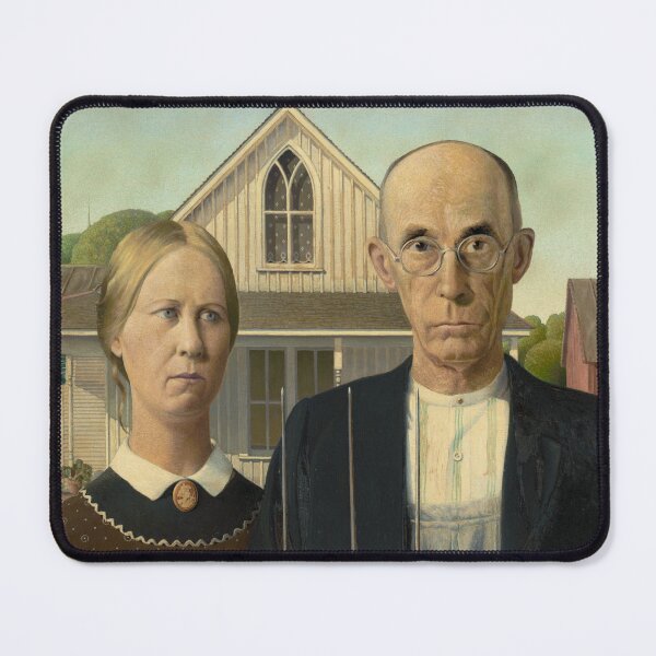 American Gothic Oil Painting by Grant Wood Mouse Pad