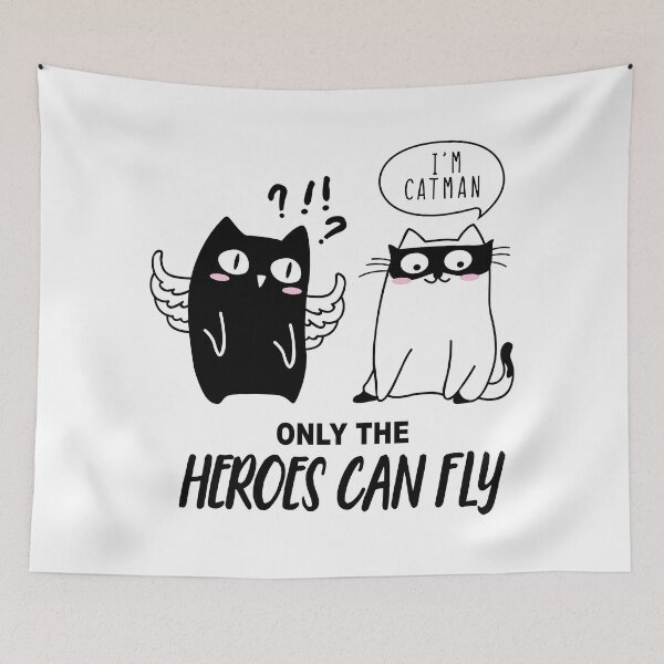 Item preview, Only The Heroes Can Fly Catman and Angel Cat Cartoon Classic T-shirt Design designed and sold by SLSandaruwan.