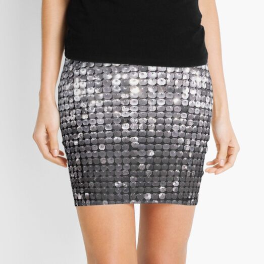 Black Reflective-Trim Mini Skirt