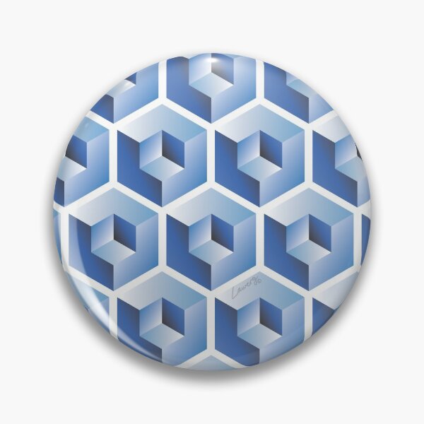 Item preview, 3D BLUE 'CUBE in CUBE' GEOMETRIC PATTERN ILLUSION on White Background (Cube v3 BLUE on WHITE) © designed and sold by DesignsByLawerg.
