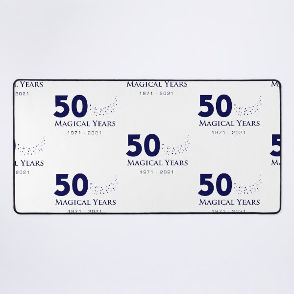 50 Magical Years - Stars (Blue Text) Desk Mat