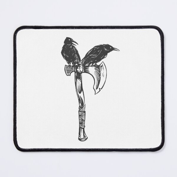 Item preview, Two crows on an ax Hugin Munin Norse mythology designed and sold by Midgardr.