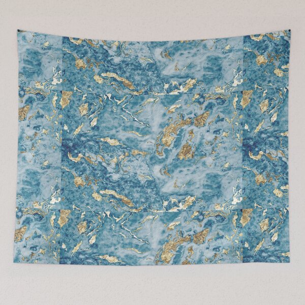 Item preview, Turquoise Blue & Gold Marble  designed and sold by newburyboutique.