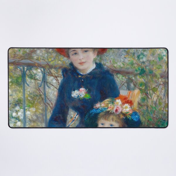 Two Sisters on the Terrace Oil Painting by Auguste Renoir Desk Mat