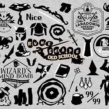 Artwork thumbnail, Old School Iconic Silhouette Images Desk Mat OSRS by Sunpeak Merch