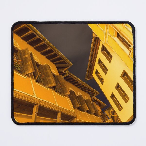 Item preview, Golden Yellow Night - Chic Zigzags of Oriel Windows and Serrated Roof Lines designed and sold by Georgia Mizuleva.