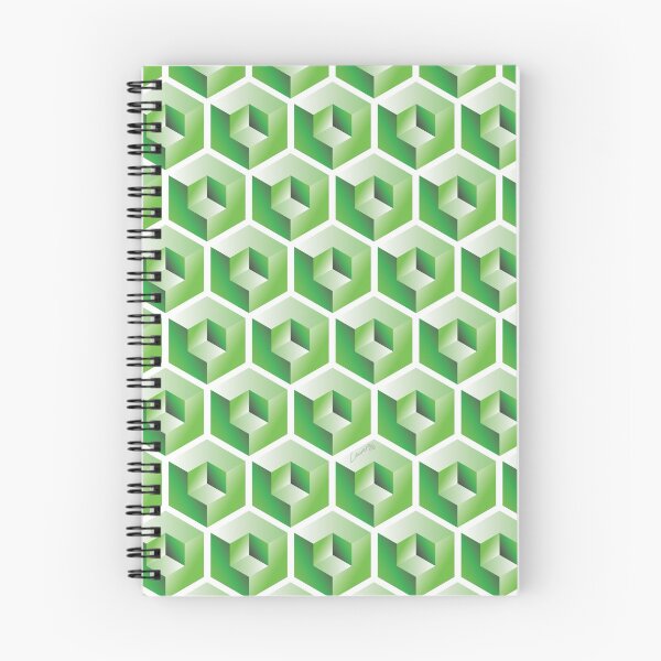Item preview, 3D GREEN 'CUBE in CUBE' GEOMETRIC PATTERN ILLUSION on White Background (Cube v3 GREEN on WHITE) © designed and sold by DesignsByLawerg.