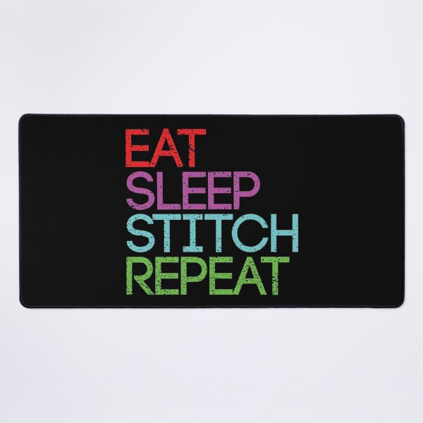 Item preview, EAT SLEEP STITCH REPEAT distressed vintage artist slogan text design designed and sold by MacPean.