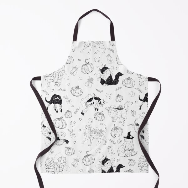 Item preview, Costumed Cats Spooky Black and White Pattern designed and sold by Shymoon-Art.