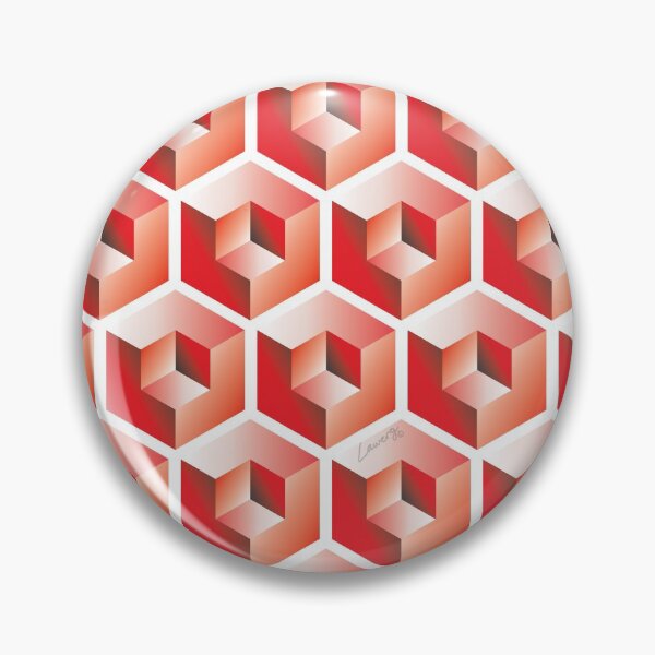 Item preview, 3D RED 'CUBE in CUBE' GEOMETRIC PATTERN ILLUSION on White Background (Cube v3 Red on WHITE) © designed and sold by DesignsByLawerg.