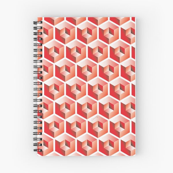 Item preview, 3D RED 'CUBE in CUBE' GEOMETRIC PATTERN ILLUSION on White Background (Cube v3 Red on WHITE) © designed and sold by DesignsByLawerg.