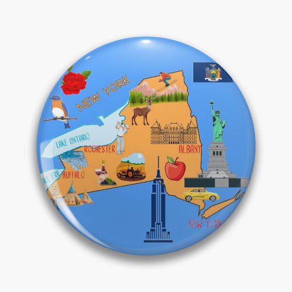 Artikelvorschau, Handgezeichnete Illustration der New Yorker Karte mit touristischen Zielen, USA entworfen und verkauft von mashmosh.