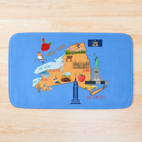 Item preview, Hand Drawn Illustration of New York Map with Tourist Destinations,USA designed and sold by mashmosh.