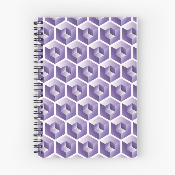 Item preview, Copy of 3D PURPLE 'CUBE in CUBE' GEOMETRIC PATTERN ILLUSION on White Background (Cube v3 PURPLE on WHITE) © designed and sold by DesignsByLawerg.