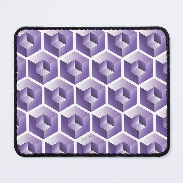 Item preview, Copy of 3D PURPLE 'CUBE in CUBE' GEOMETRIC PATTERN ILLUSION on White Background (Cube v3 PURPLE on WHITE) © designed and sold by DesignsByLawerg.