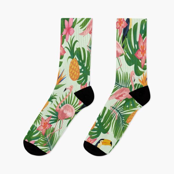 Artikelvorschau, Flamingo Palme Ananas Tukan Vogel tropisches Muster entworfen und verkauft von funnylifeusa.