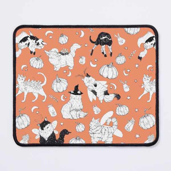 Item preview, Costumed Cats Spooky Autumn Orange Pattern designed and sold by Shymoon-Art.