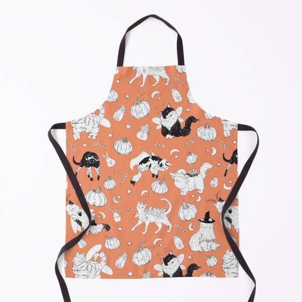 Item preview, Costumed Cats Spooky Autumn Orange Pattern designed and sold by Shymoon-Art.