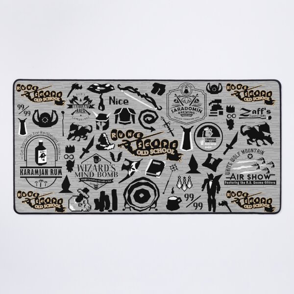 Old School Iconic Silhouette Images Desk Mat OSRS Desk Mat
