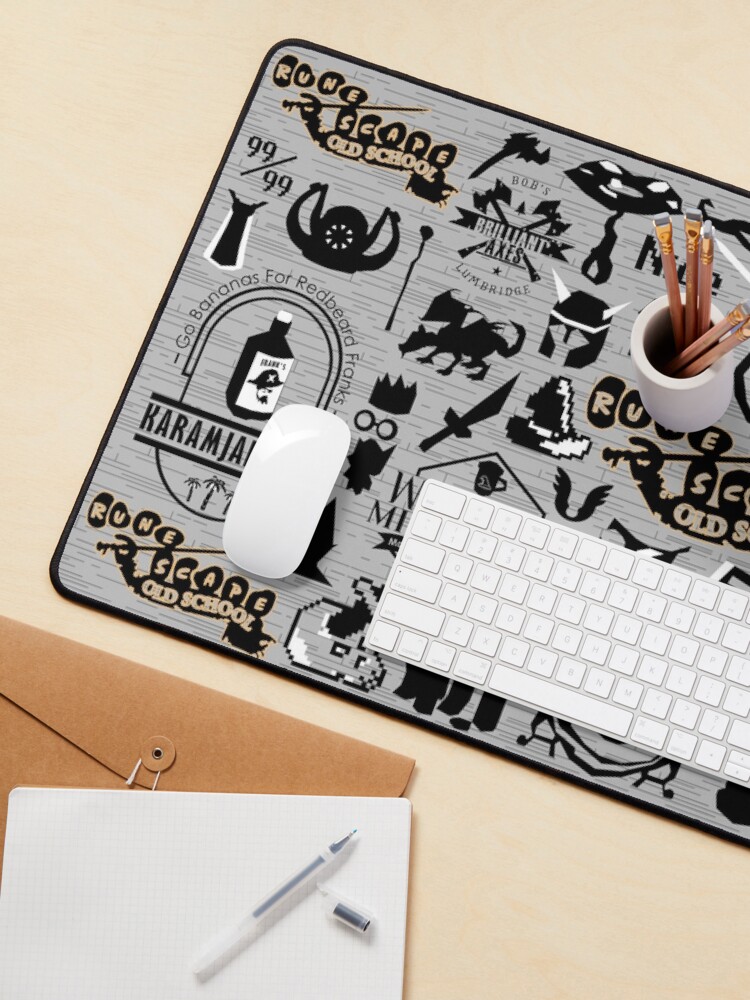 Thumbnail 3 of 5, Mouse Pad, Old School Iconic Silhouette Images Desk Mat OSRS designed and sold by thesierraco.