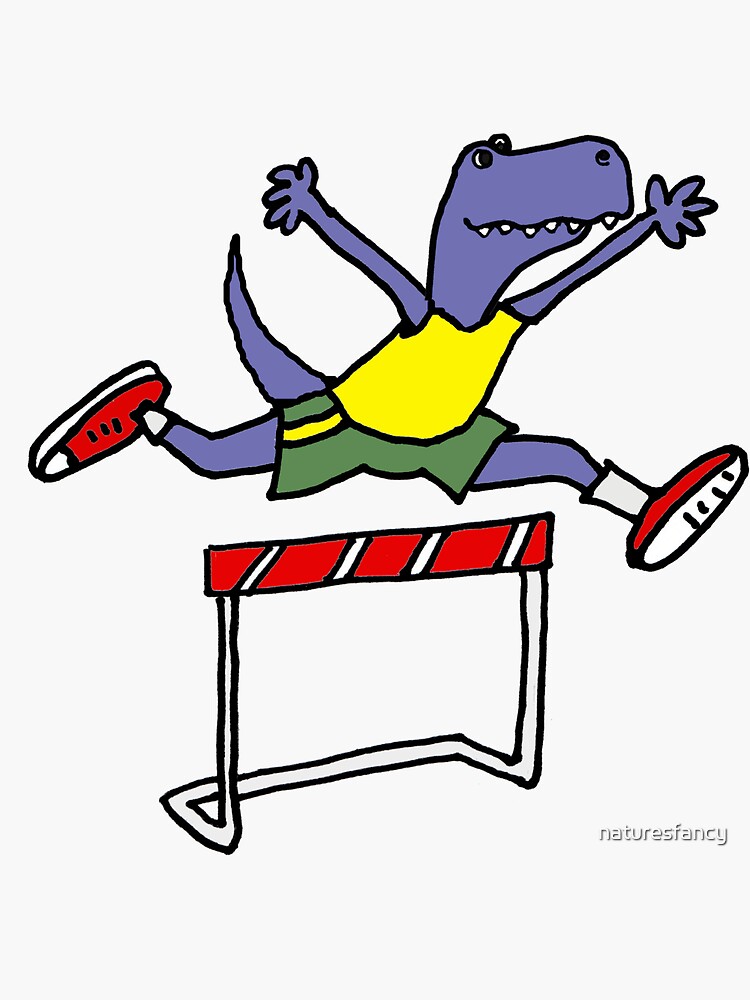 Funny T-rex Dinosaur Jumping Hurdles Cartoon Poster for Sale by  naturesfancy